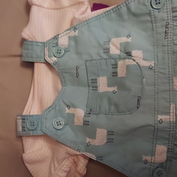 Baby girl's Just One You Llama overall short set - Picture 2 of 6